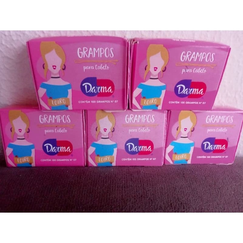 KIT COM 5 CAIXAS DE GRAMPOS, NÚMERO 7,  LOIROS, PARA CABELO, (DARMA/500 GRAMPOS).