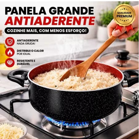 Panela Caçarola Antiaderente Tampa de Vidro 22cm Revestimento Cerâmico Não Gruda Fácil de Limpar
