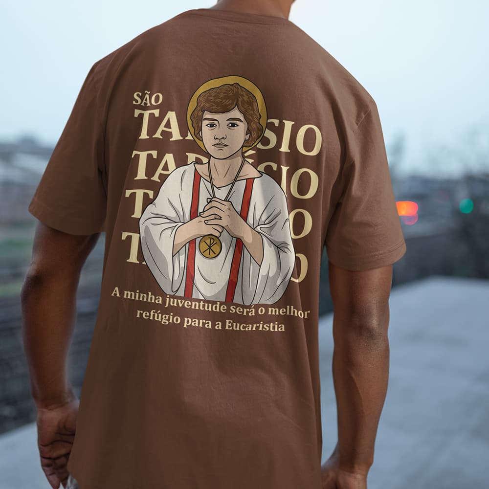 Camiseta Unissex São Tarcísio Estampa Religiosa Católica Jovem Estilo Urbano