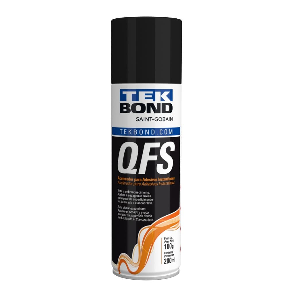 Acelerador QFS Spray 200ml Tekbond Ativar Secagem Colagem Instantânea Super Cola Alta Performance