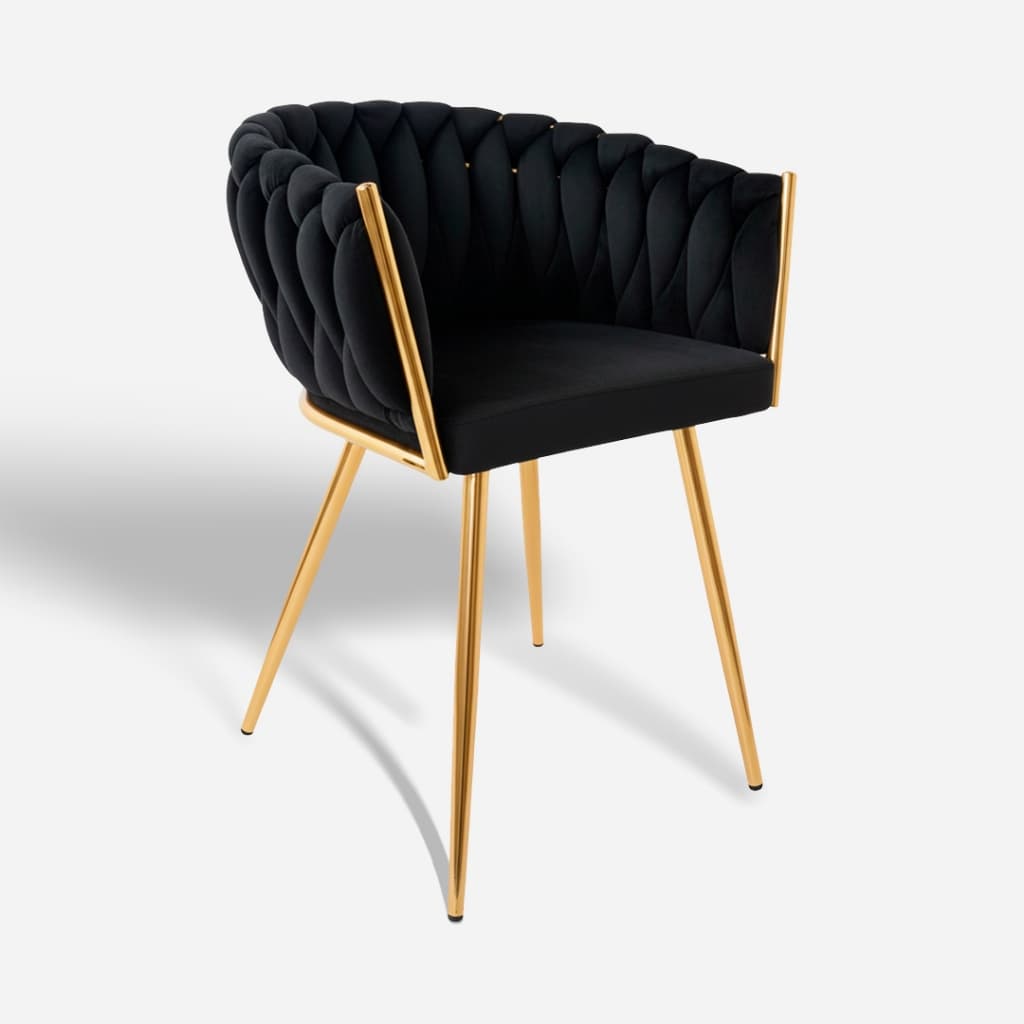Cadeira Estofada Luxo com Base Dourada – Design Moderno e Conforto Premium