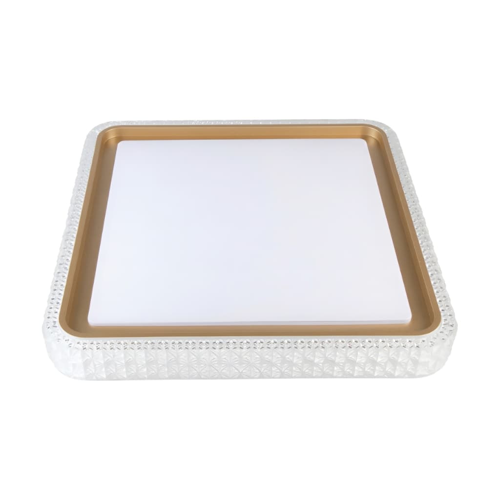 Plafon Led Moderno Cristal Dimerizável Quadrado Dourado