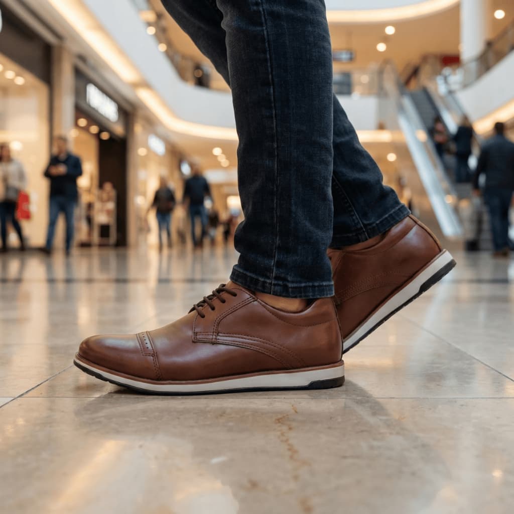 Sapato Oxford Masculino Couro Legítimo Sapatenis Social Moderno Derby Casual Presente Dia dos Pais