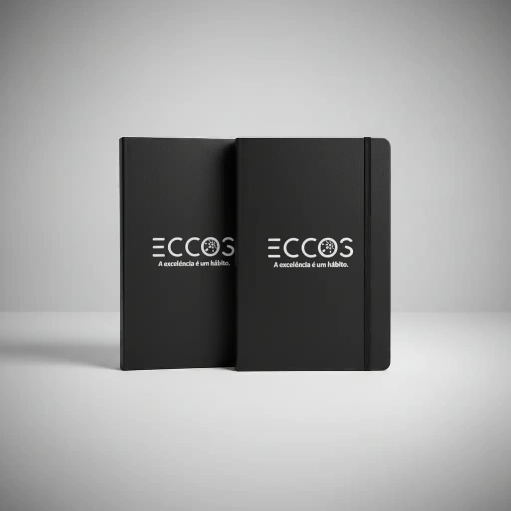 Kit 30 Cadernetas Preta Personalizadas Com Porta Caneta