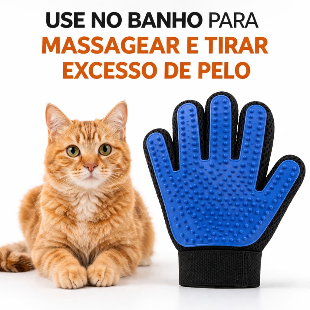 Removedor de Pelos Pet Luva – Acaba com Pelos de Cachorro e Gato  Limpa Sofá, Roupas e Tapetes Fácil