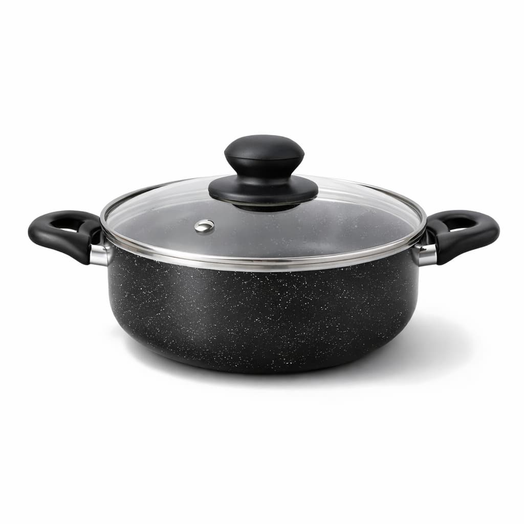 Panela Caçarola Revestimento Cerâmico Antiaderente Tampa De Vidro 22cm
