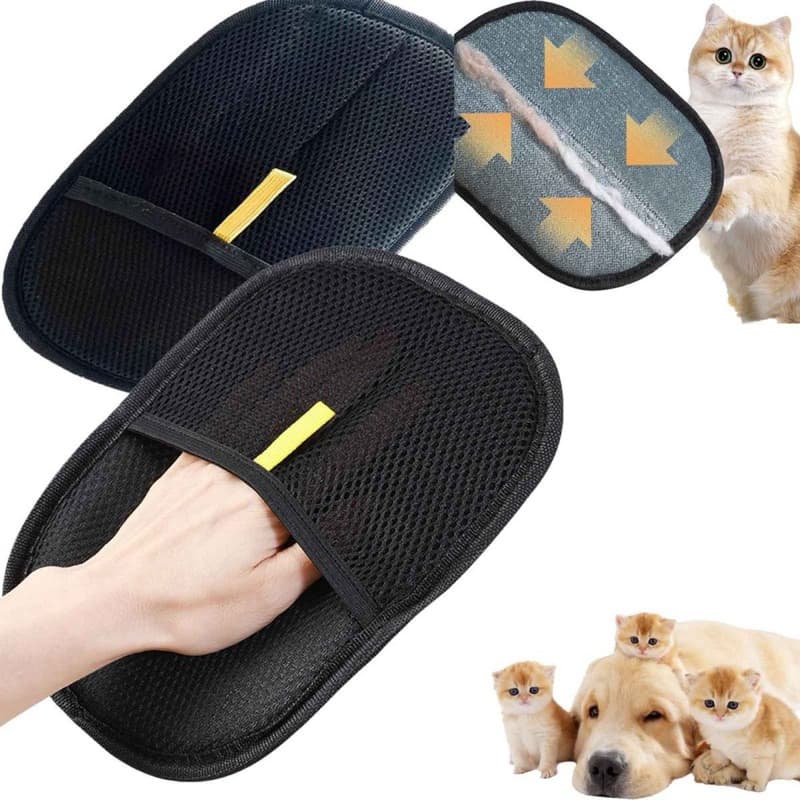 Kit 2 unidades Luva Pet Removedora De Pelos 2 em 1 / Pet Gato Cachorro Limpa Sofá Cama Escova Mágica Conforto