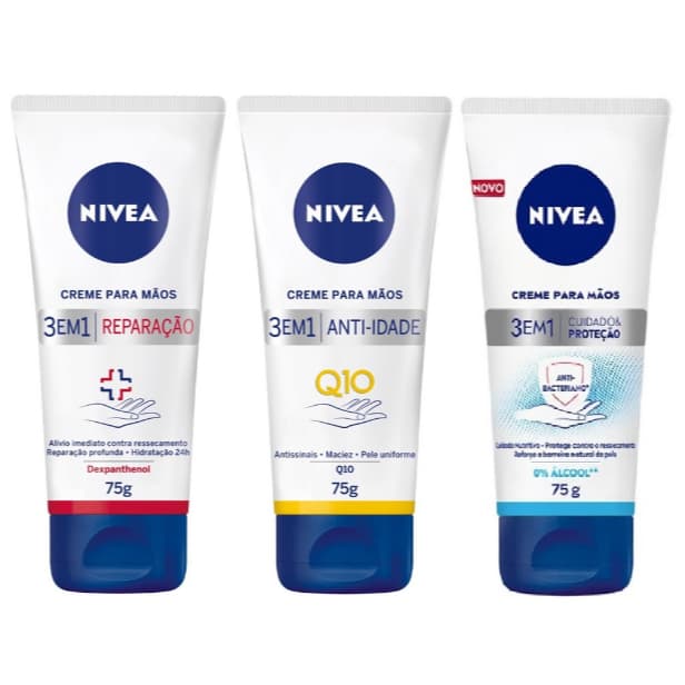 Nivea Creme Para Mãos 75g Q10 Anti-Idade / Reparação / Antibacteriano