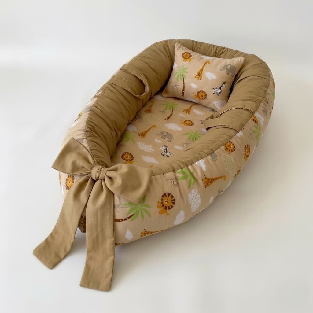 Ninho Redutor de Berço para Bebê Estampado Safari – Confortável, Ajustável e Ideal para Recém-Nascido