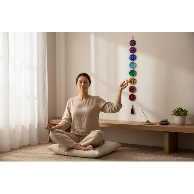 Móbile 7 Chakras Colorido Porcelana Enfeite Parede Terapeutas decoração