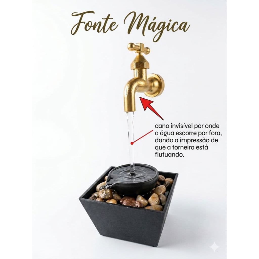 Fonte De Água Cascata Relaxante Decorativa Com LED Chafariz Fonte Mágica Torneira|Chaleira Decoração