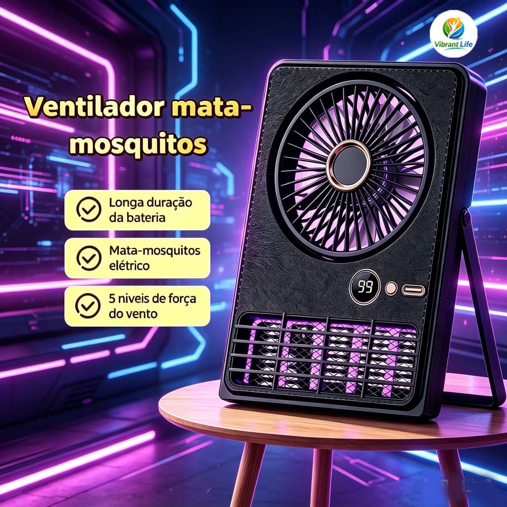2 em 1 Mata Mosquito Elétrico com Ventilador USB, Armadilha Pernilongo, Lâmpada UV contra Dengue