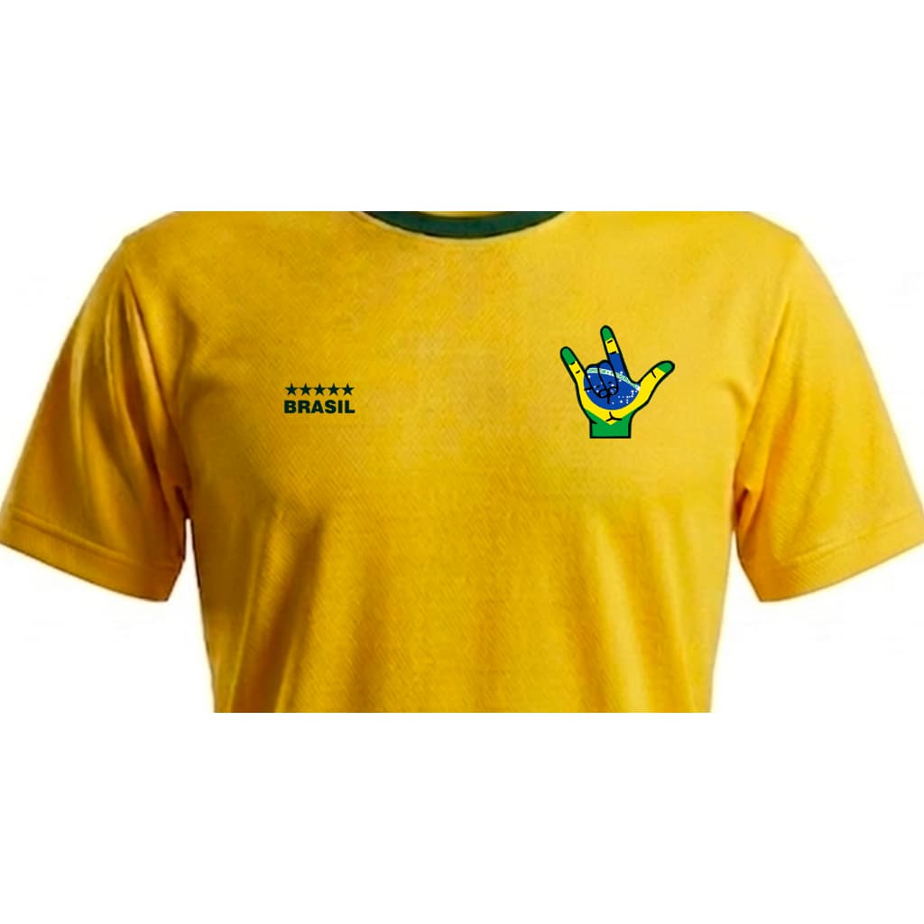 BRASIL Camisa do Brasil Copa Seleção Torcedor Futebol Masculino Feminino Unissex Poliéster Confortável Academia