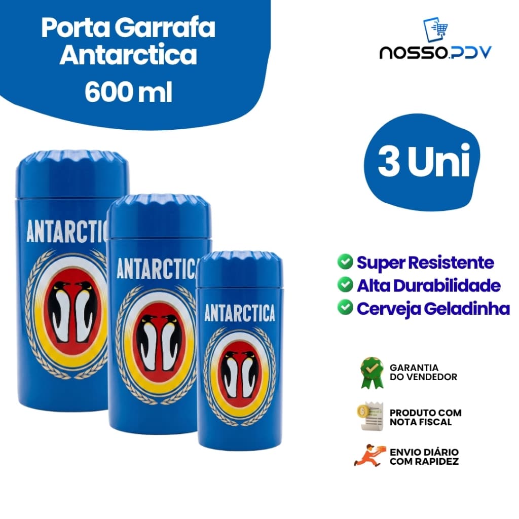 Kit 3 Porta Garrafa Térmico Para Cerveja Garrafa 600 ML Antarctica Parede Dupla Alta Qualidade Envio Rápido