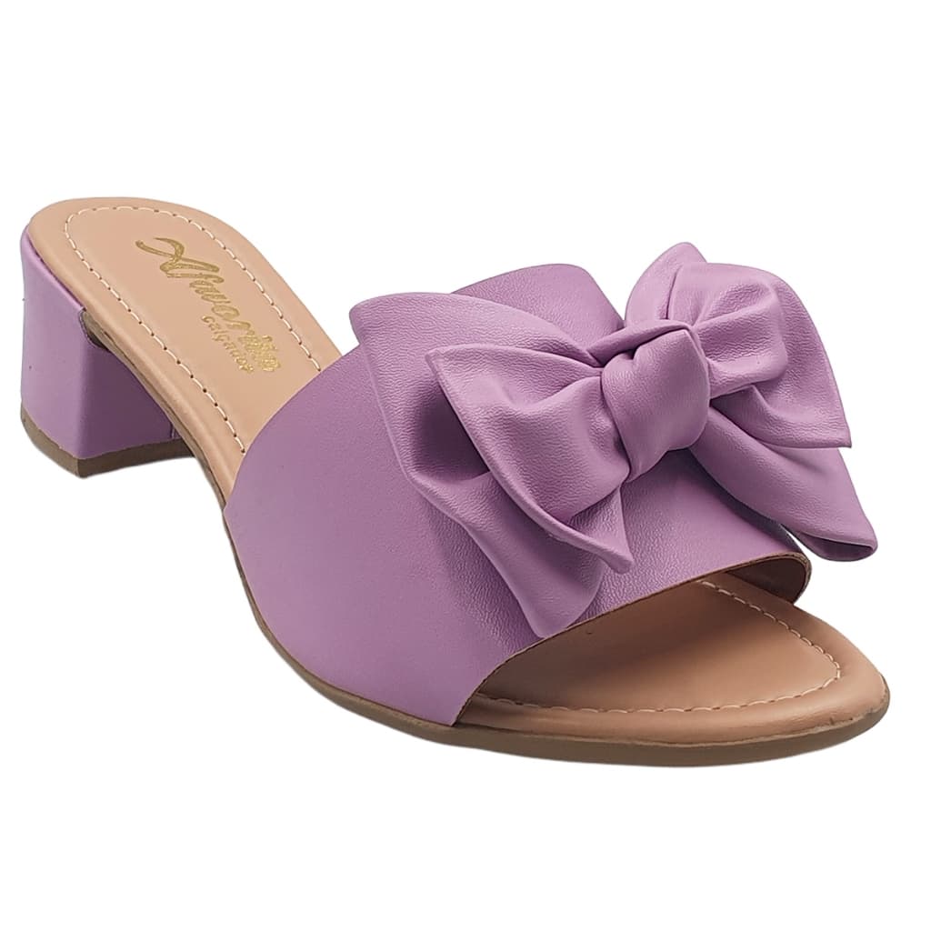 Tamanco Feminino Salto Bloco Confortável  Detalhe Laço Delicada Estilo Moderno e Charme no Dia a Dia