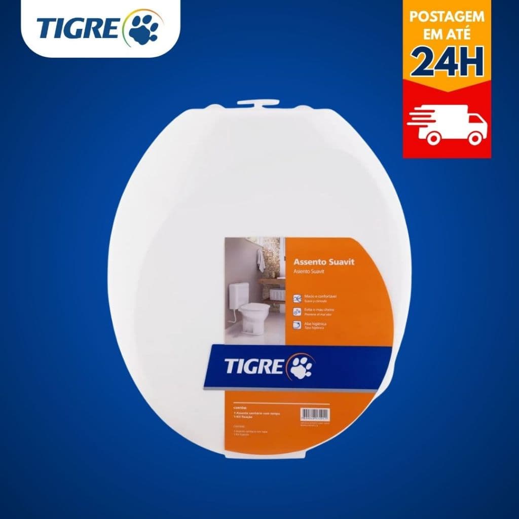 Assento Sanitário Suavit Almofadado Branco Tampa Vaso - Tigre