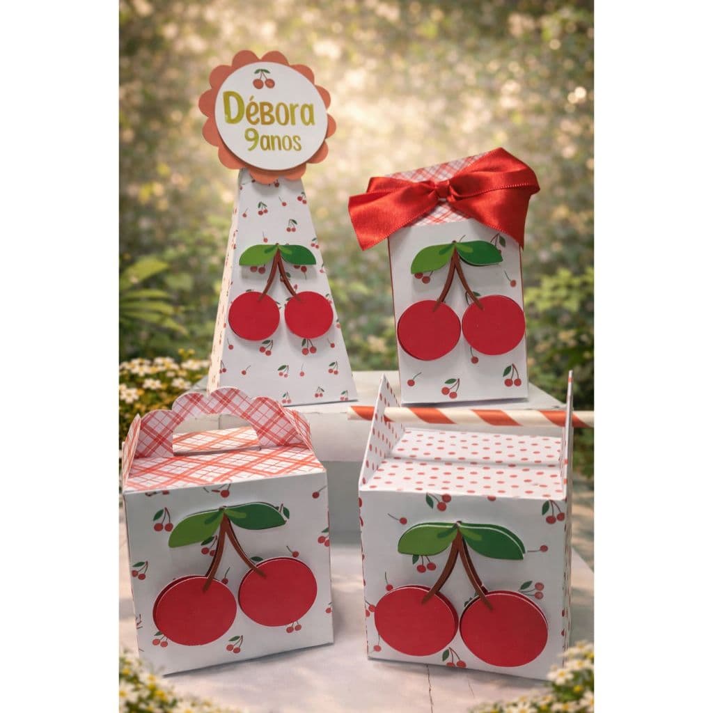 PEGUE E MONTE Kit personalizado Cerejinha l Lembrancinhas Festas l Fazemos todos os tema