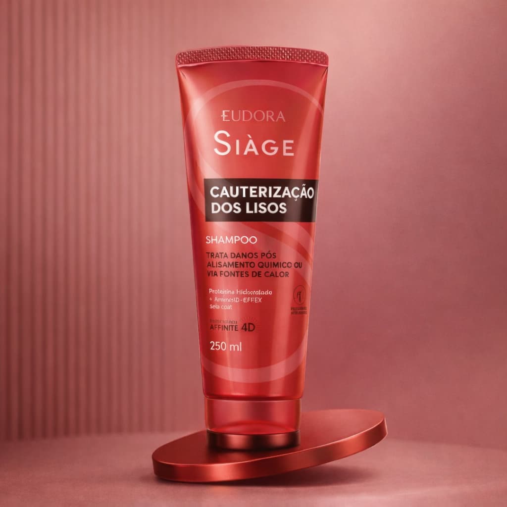 Shampoo Eudora Siáge Cauterização dos Lisos 250ml Trata Danos Pós Alisamento