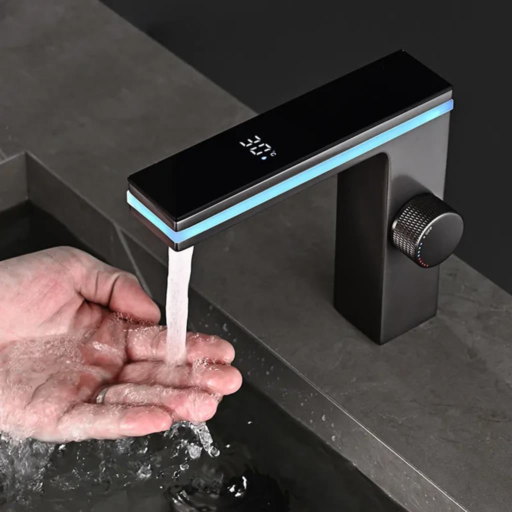 Torneira Digital Com LED Mostra Temperatura Água Quente E Fria Premium
