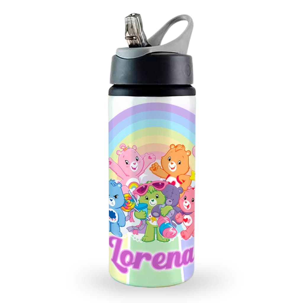 Garrafa squeeze escolar alumínio Ursinhos Carinhosos personalizada com nome