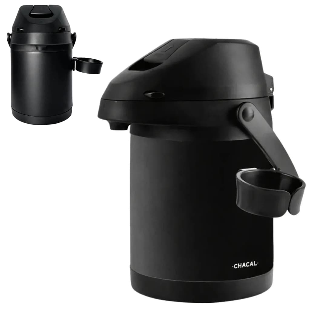 Garrafa Térmica Chacal de 2,5 Litro Inox Preta Com Suporte