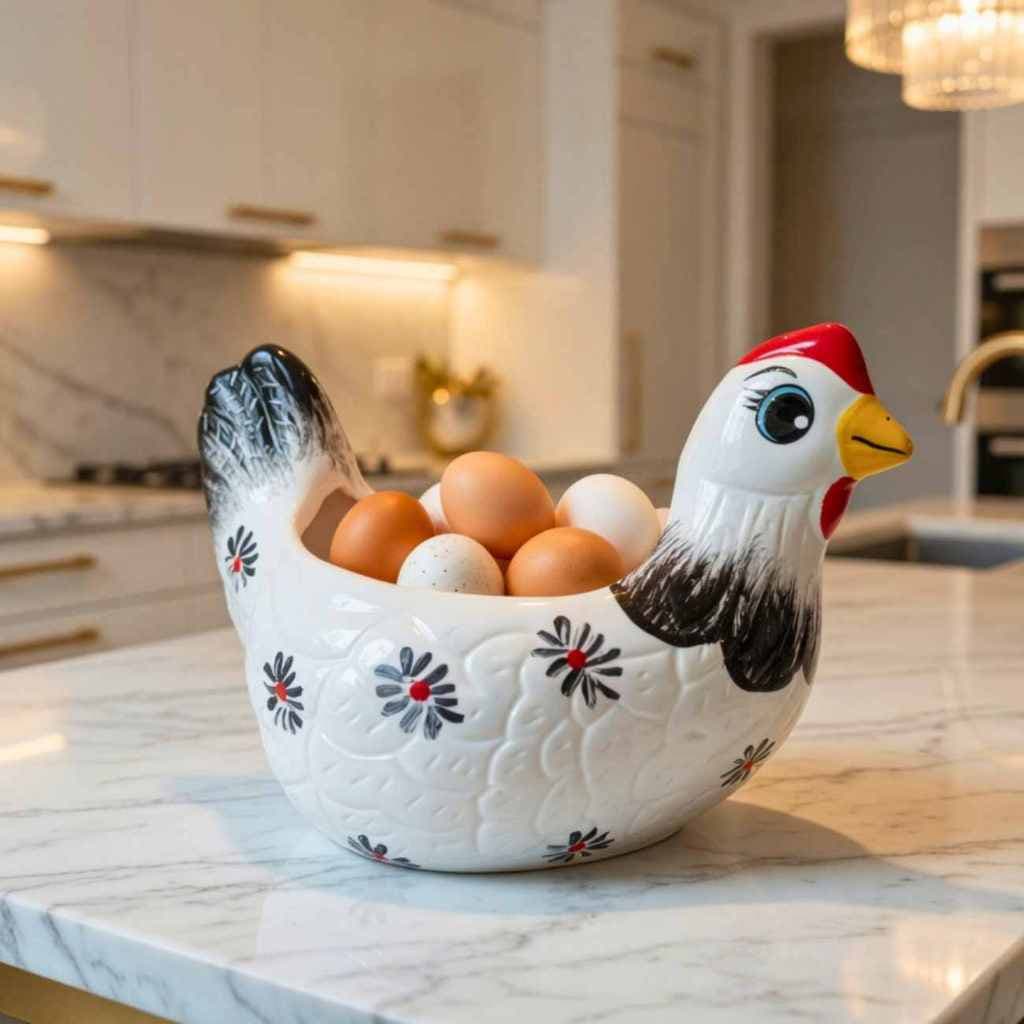 Galinha Porta Ovos Arranjo de Flores Porta Doces Cozinha Area Gourmet