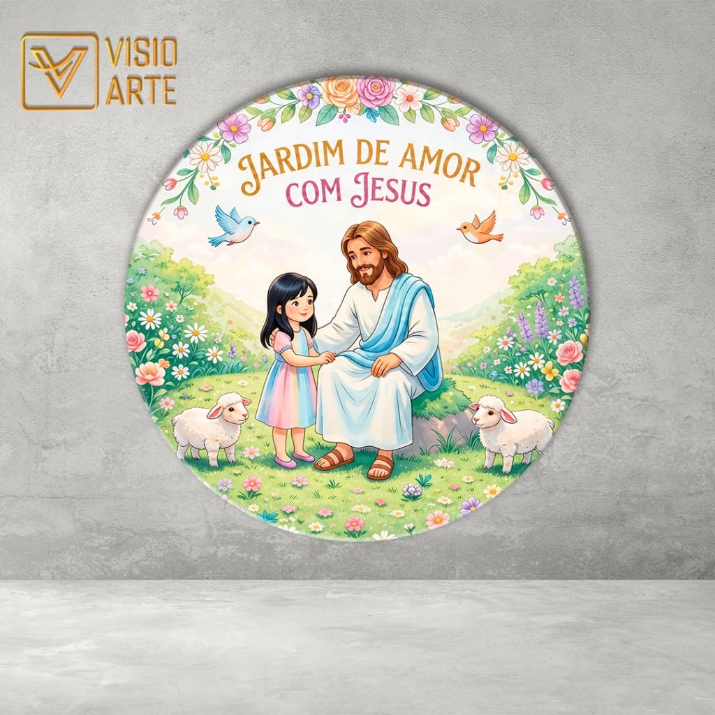 Painel Redondo Sublimado em Tecido 3D Jesus 08
