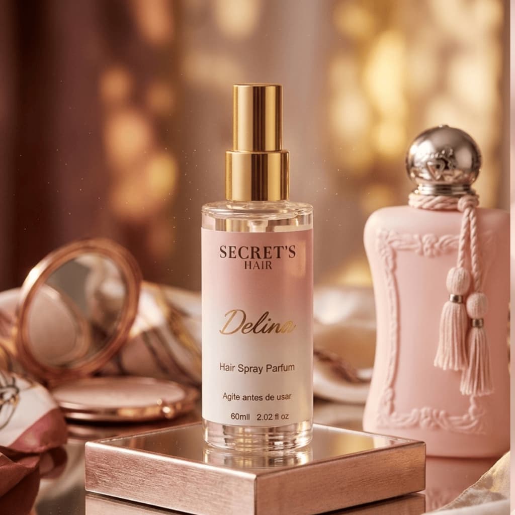 Perfume de Cabelo Secrets Hair Delina 60ml Luxo Feminino Fixação Duradoura Premium Aroma Sofisticado