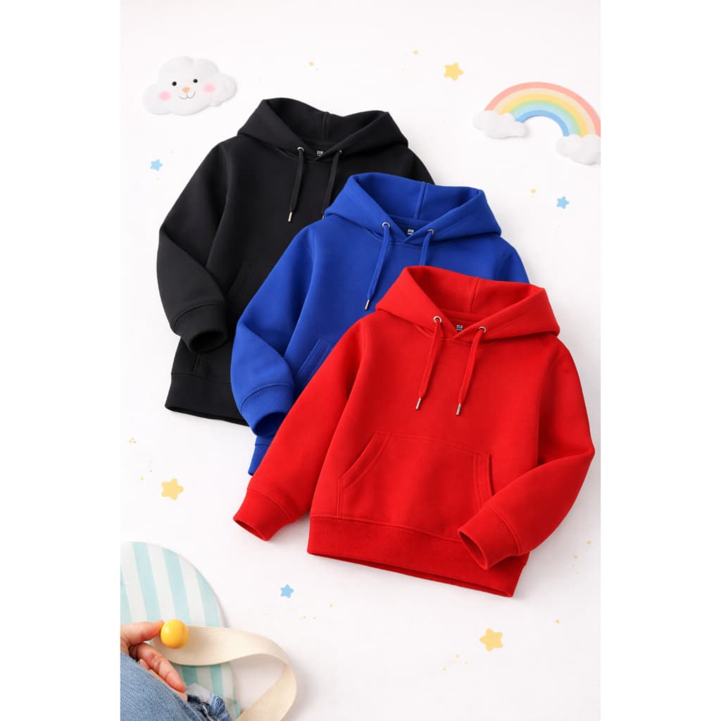 Kit 3 Canguru Infantil Unissex Liso Com Capuz Várias Cores