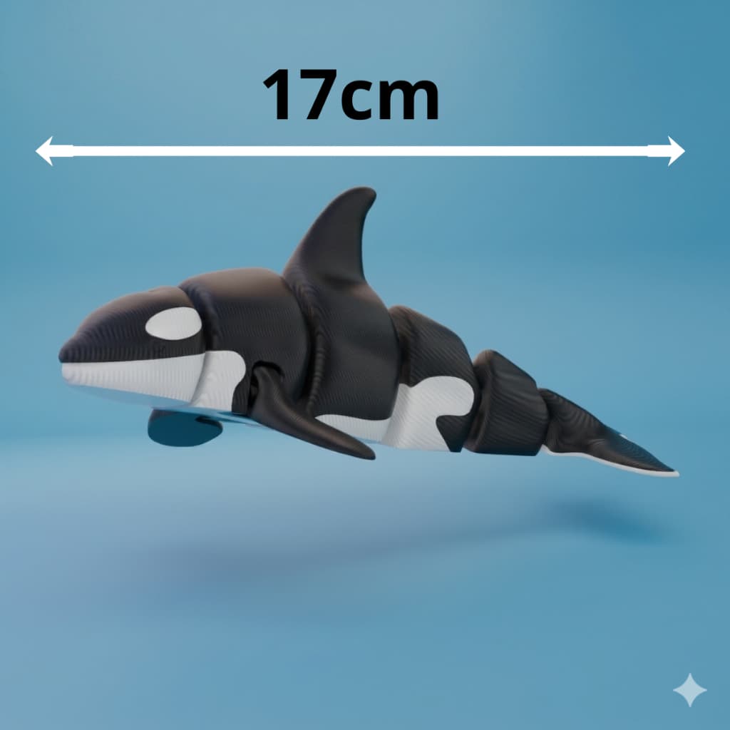 Orca Articulada Brinquedo 3D Flexível Infantil Baleia Para Criança Antiestresse Fidget Toy Sensorial