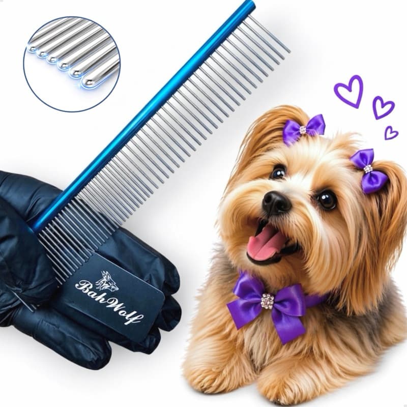 Pente Pet Banho E Tosa 19cm Aço Profissional azul verde vermelho lilas roxo prata preto dourado