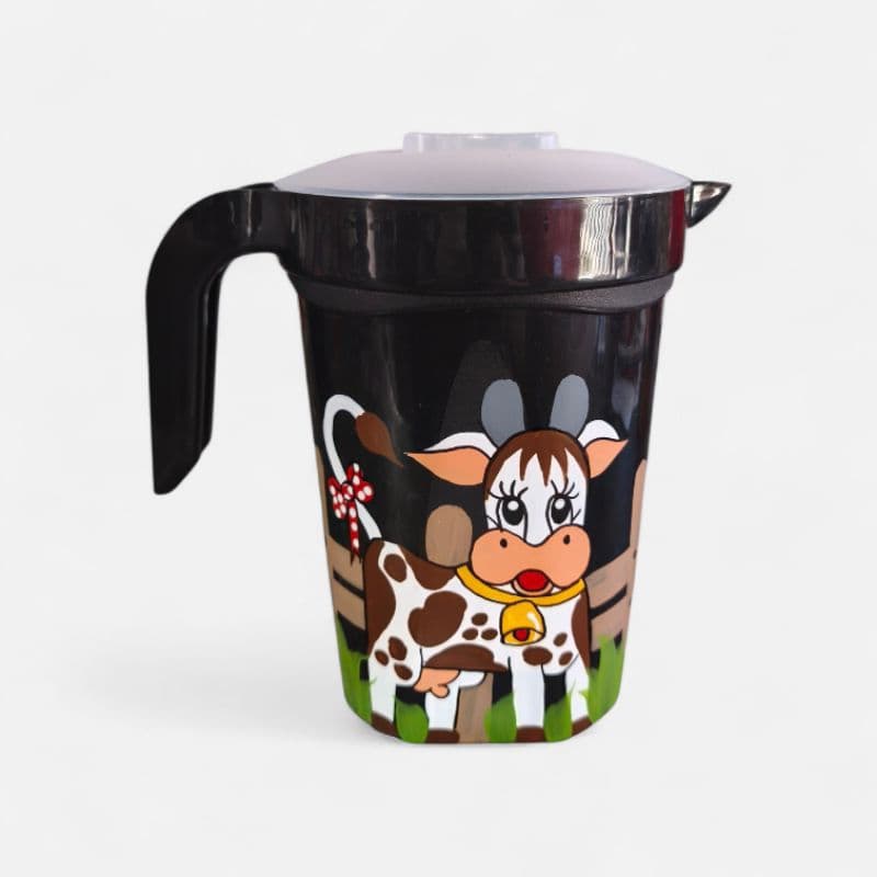 jarra de plástico preto decorado a mão suco água leite 1,8 litros