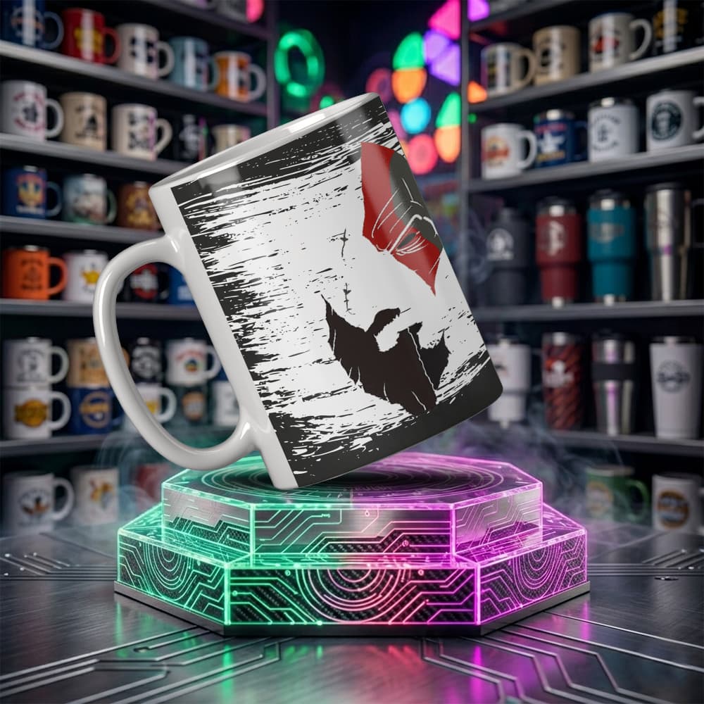 Caneca God of War Ragnarök Branca de Cerâmica 325ml com Estampa Geek | Presente Gamer