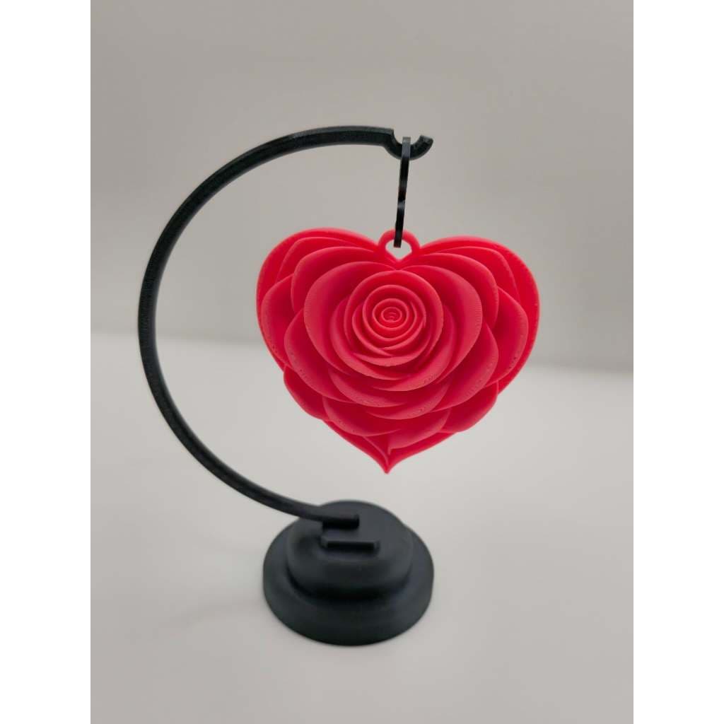 Rosa Coração 3D Decorativa com Suporte | Presente Romântico e Criativo