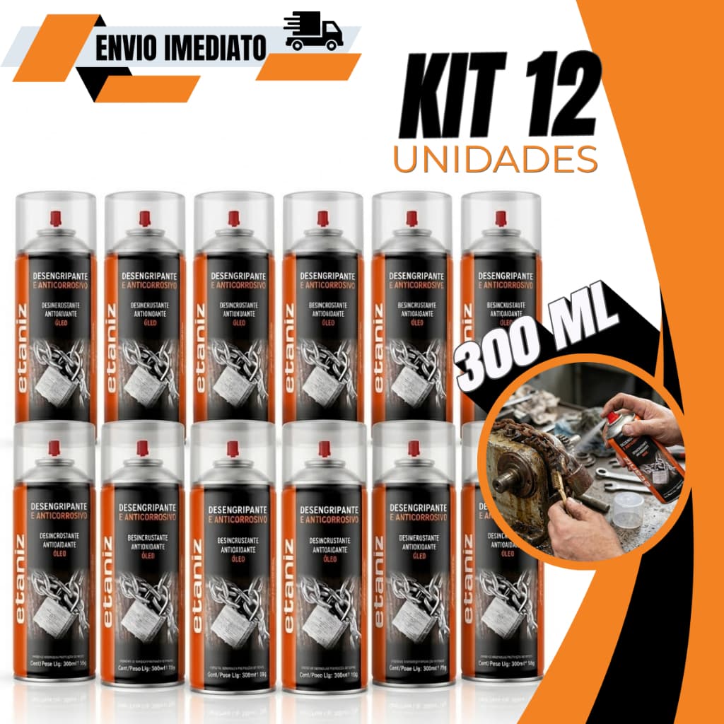 12 Unidades Desengripante Spray Antiferrugem Etaniz 300ml/125g Profissional