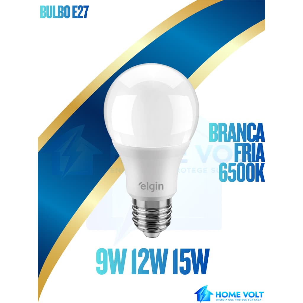 Kit 2/3/5/7/9/12 Lâmpadas LED Elgin 9W 12W 15W Bivolt Branco Frio Econômica Original INMETRO NOVA