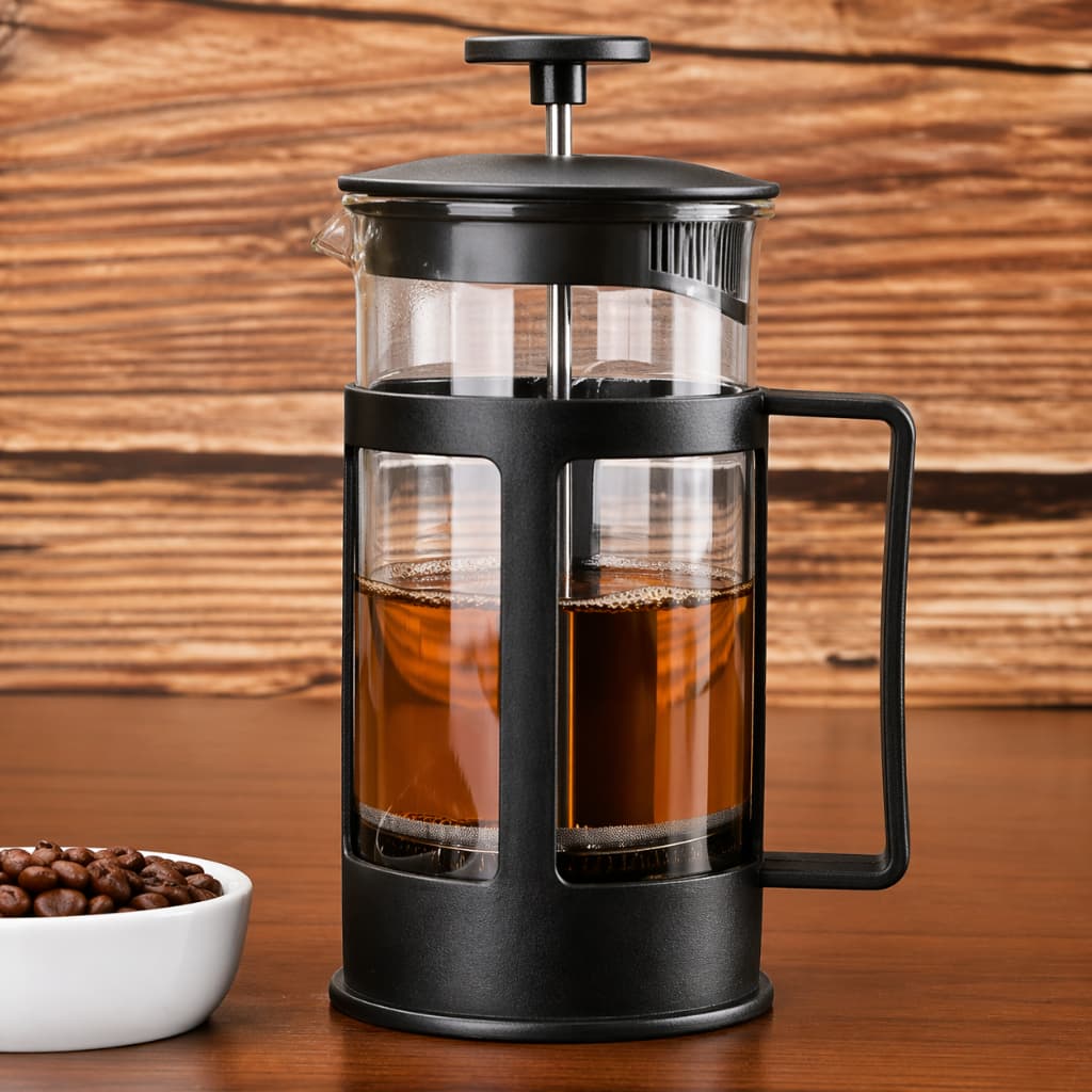 Cafeteira de Vidro Francesa Prensa  600ml 350ml 300ml- Preta  Cremeira Leite Café Chá