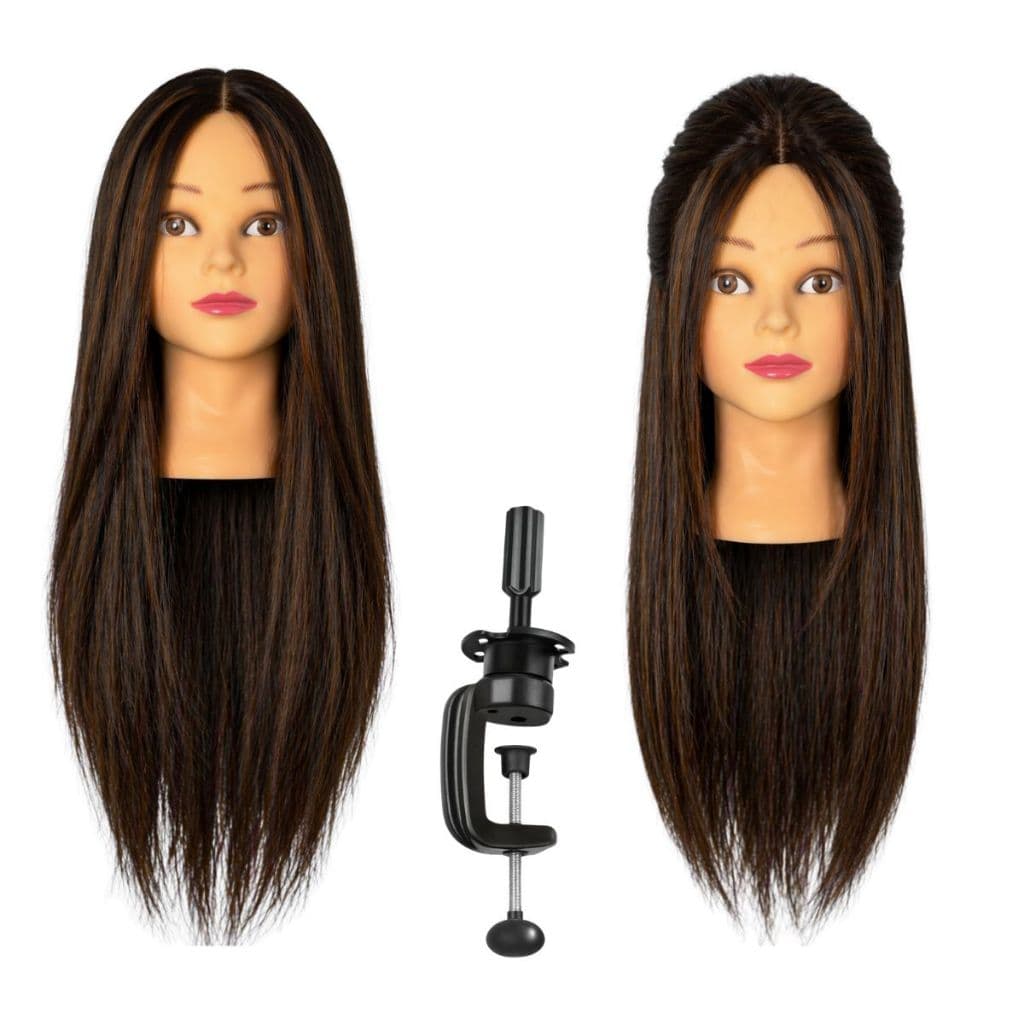 Cabeça De Manequim 70% Cabelo Humano Longo 60cm Aguenta Temperatura Chapinha E Babyliss Para Treino Cabeleireiro