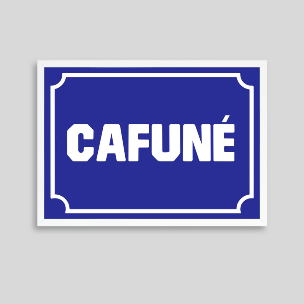 Quadro Decorativo CAFUNÉ Moldura Branca e Acetato Tamanho A4 Decoração Design Autoral