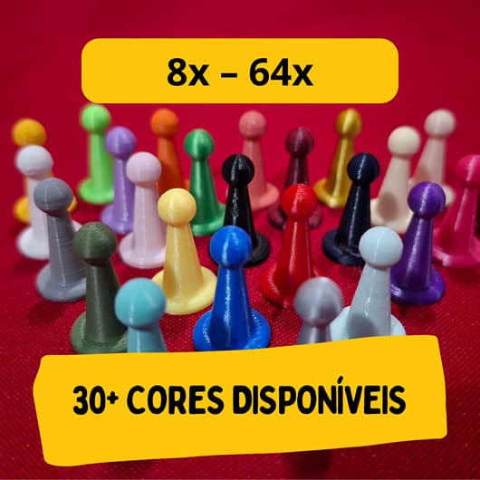 Kit Peões estilo LUDO para Jogo de Tabuleiro - Board Game - 8 a 64 Unidades
