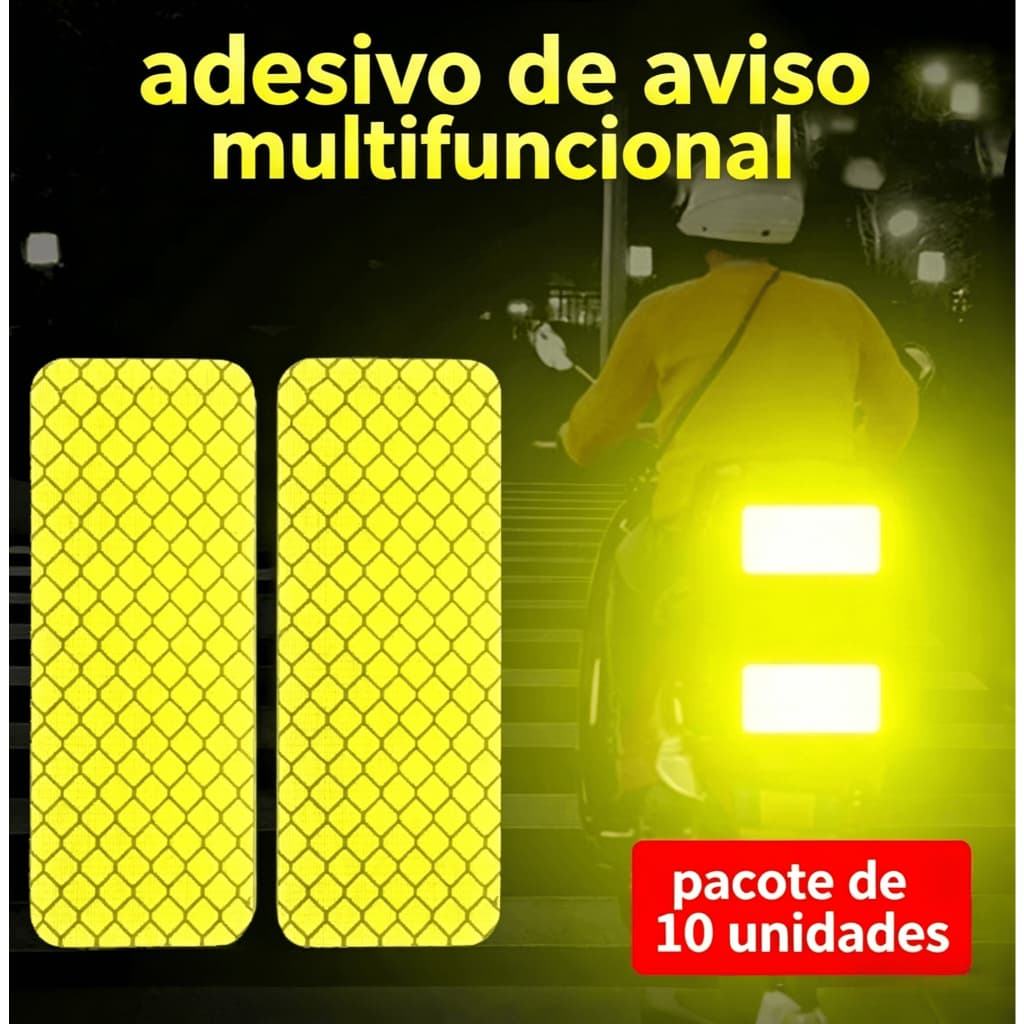 Kit 10 Adesivo Refletivo Faixa Seguranca Noturna Cola Forte A Prova Dagua Carro Moto Ciclismo