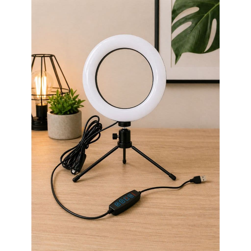 Ring Light De Mesa Iluminador De Led Tripé 6 Polegadas 16cm
