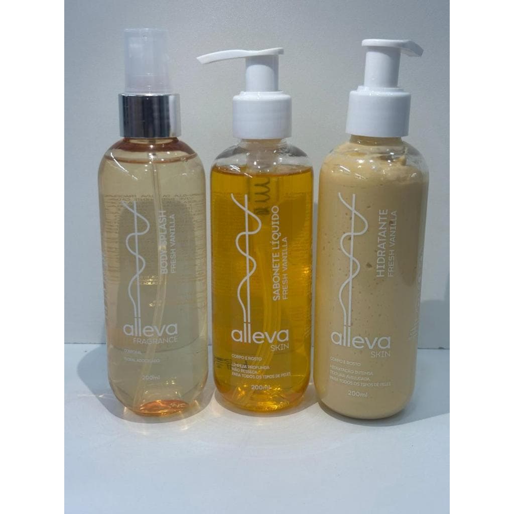 Kit Completo Alleva 3 Itens Body Splash + Hidratante + Sabonete Intense / Vanilla / Fantasy / Rose