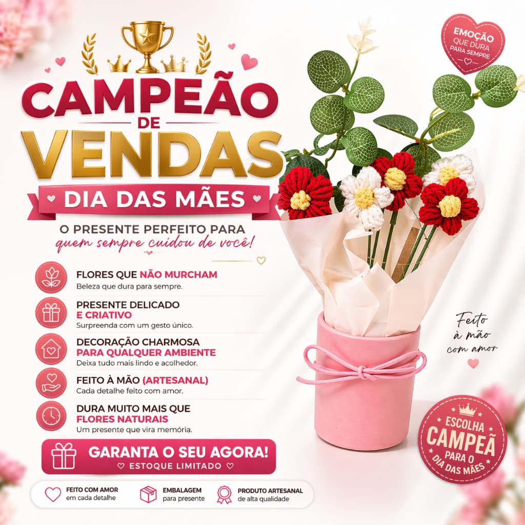Presente Encantador Dia das Mães | Flores que Não Murcham com LED