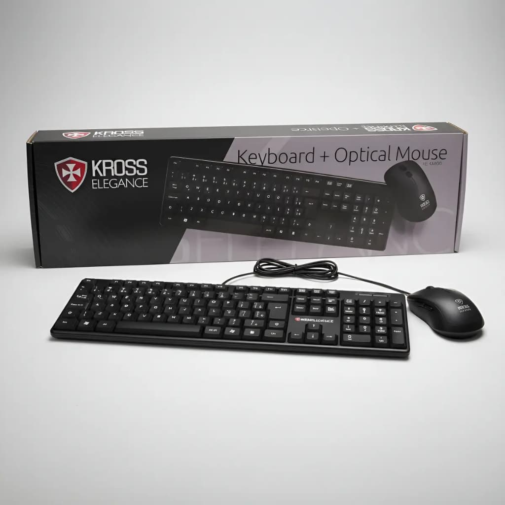 Kit Teclado e Mouse Kross Elegance KE-KM400V1, Com Fio USB - Preto