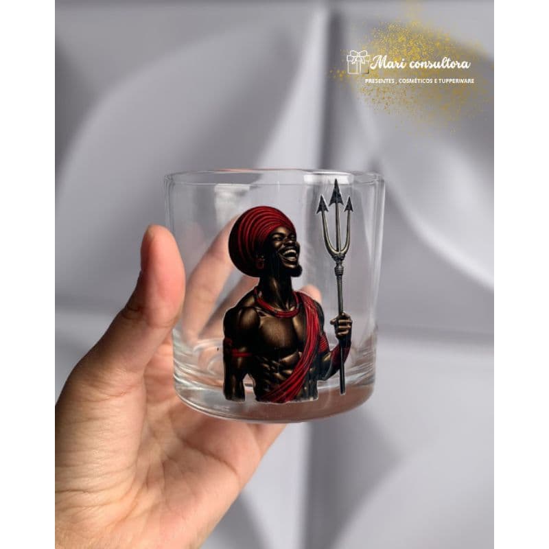 Copo de Vidro Whisky/Dose Personalizado – Exu (DTF UV)