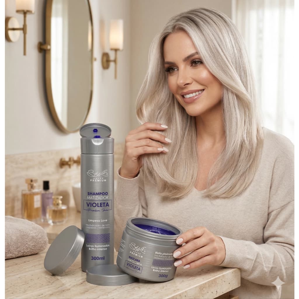 Matizador Tonalizante Violeta Belkit Cabelos Loiros, Platinados e Grisalhos Efeito Platinado