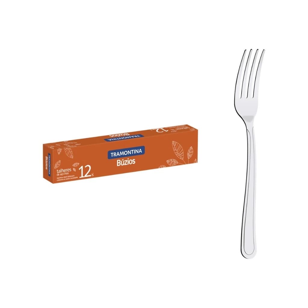 Kit 12 Garfos De Sobremesa Tramontina Búzios Aço Inox Prateado Original