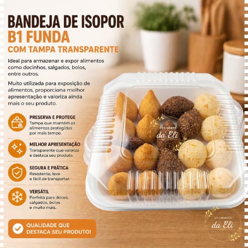 Bandeja de Isopor + Tampa B1 funda Para Brigadeiro Salgados Porção kit 50  25 ou 10 Unidades