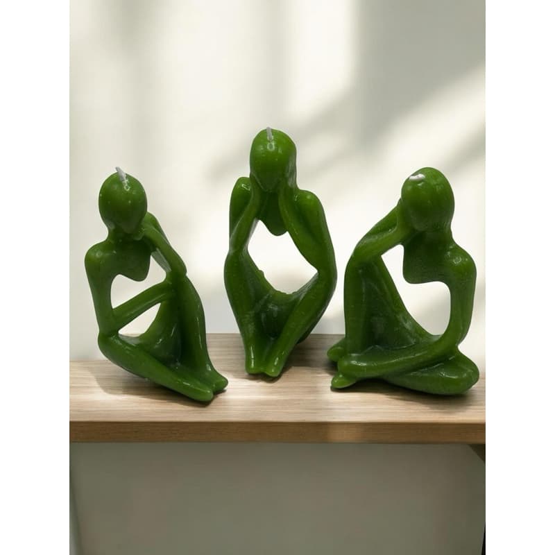 Velas Decorativas Escultura Casal Verde 3 Peças | Sobre Flores e Cores | Linha Minimal